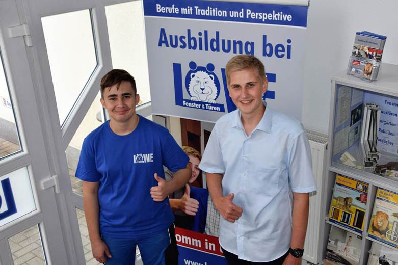 Eren und Torben - Auszubildende 2018 bei Löwe Fenster & Türen